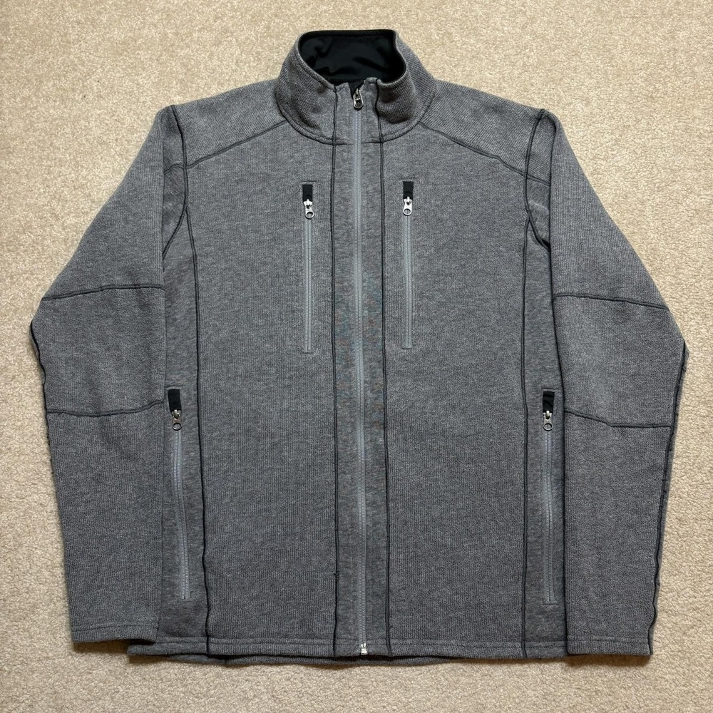 Kuhl Jacket Mens Large Gray Fleece Softshell Interceptr Full Zip Outdoor Hiking